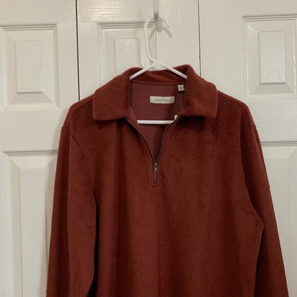 Standard/Cloth NWT Urban Outfitters Red Fleece Quarter Zip Pullover Small - Picture 2 of 10